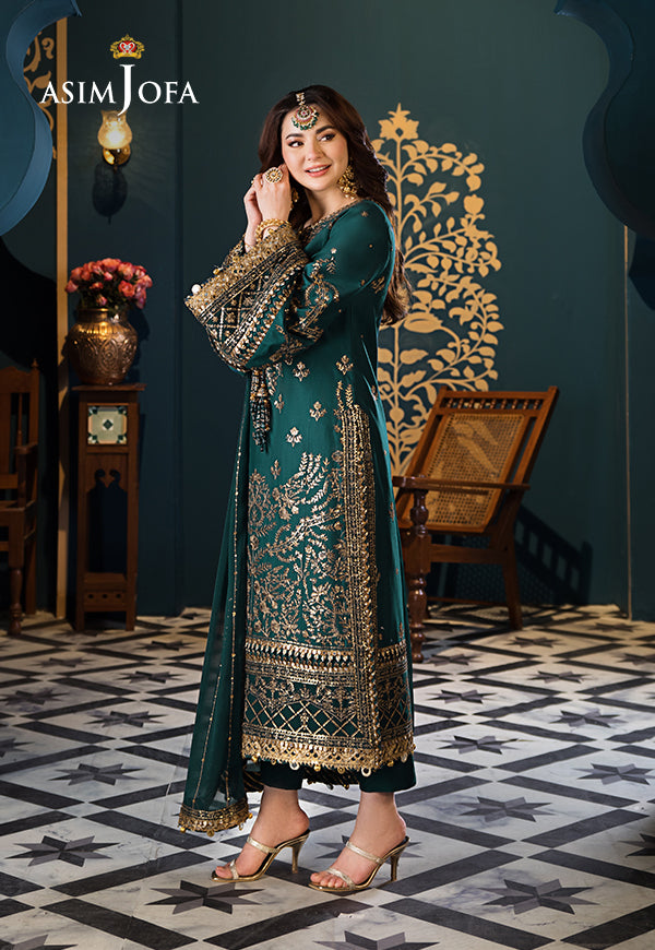Asim Jofa Chiffon Embroidered 3 Piece dress AJFI-30