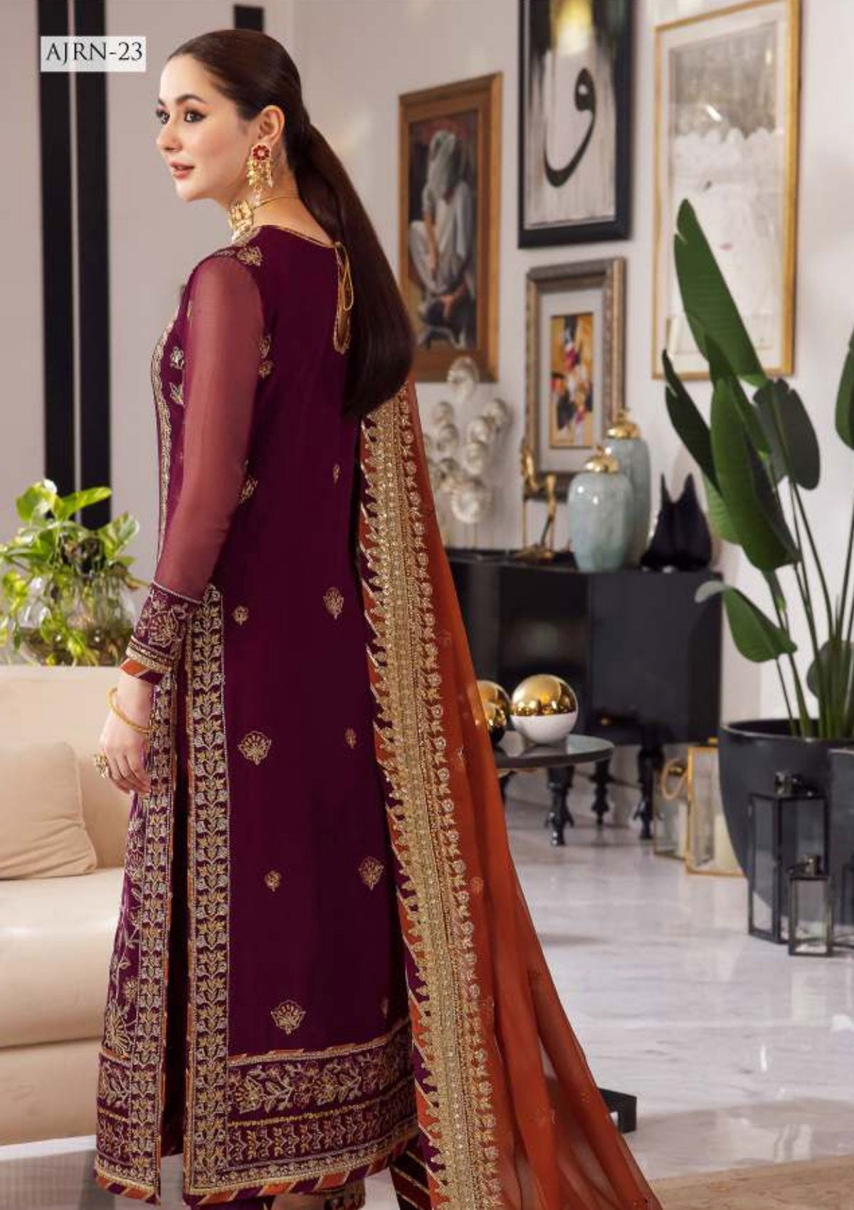 Luxucy Chiffon Collection 3PC Unstitch Dess AJRN-23