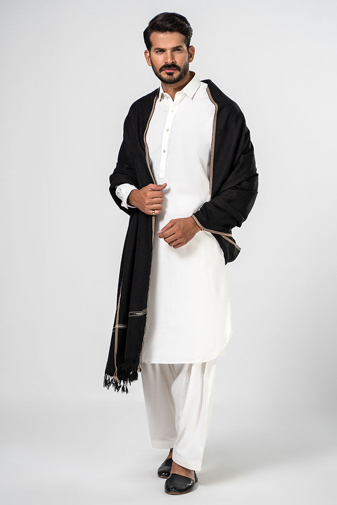Brandy Wear Speical Men's Winter Pashmina Woolen Shawl - (Black) - JS-01