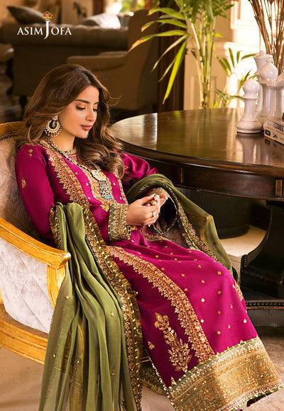 AJSM-01 Embroidered Chiffon Unstitch Luxury Dress