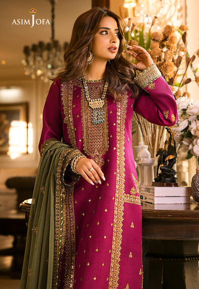 AJSM-01 Embroidered Chiffon Unstitch Luxury Dress