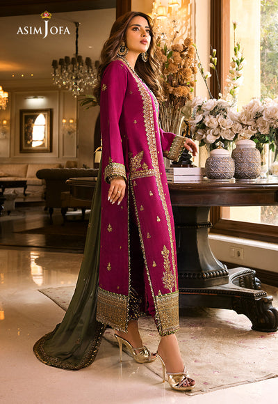 AJSM-01 Embroidered Chiffon Unstitch Luxury Dress