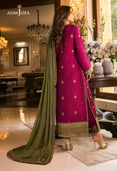 AJSM-01 Embroidered Chiffon Unstitch Luxury Dress