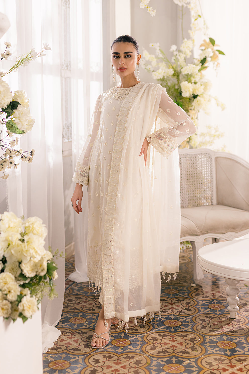 Azure Ensemble Luxury Chiffon Emb Collection Unstitch SK-C23