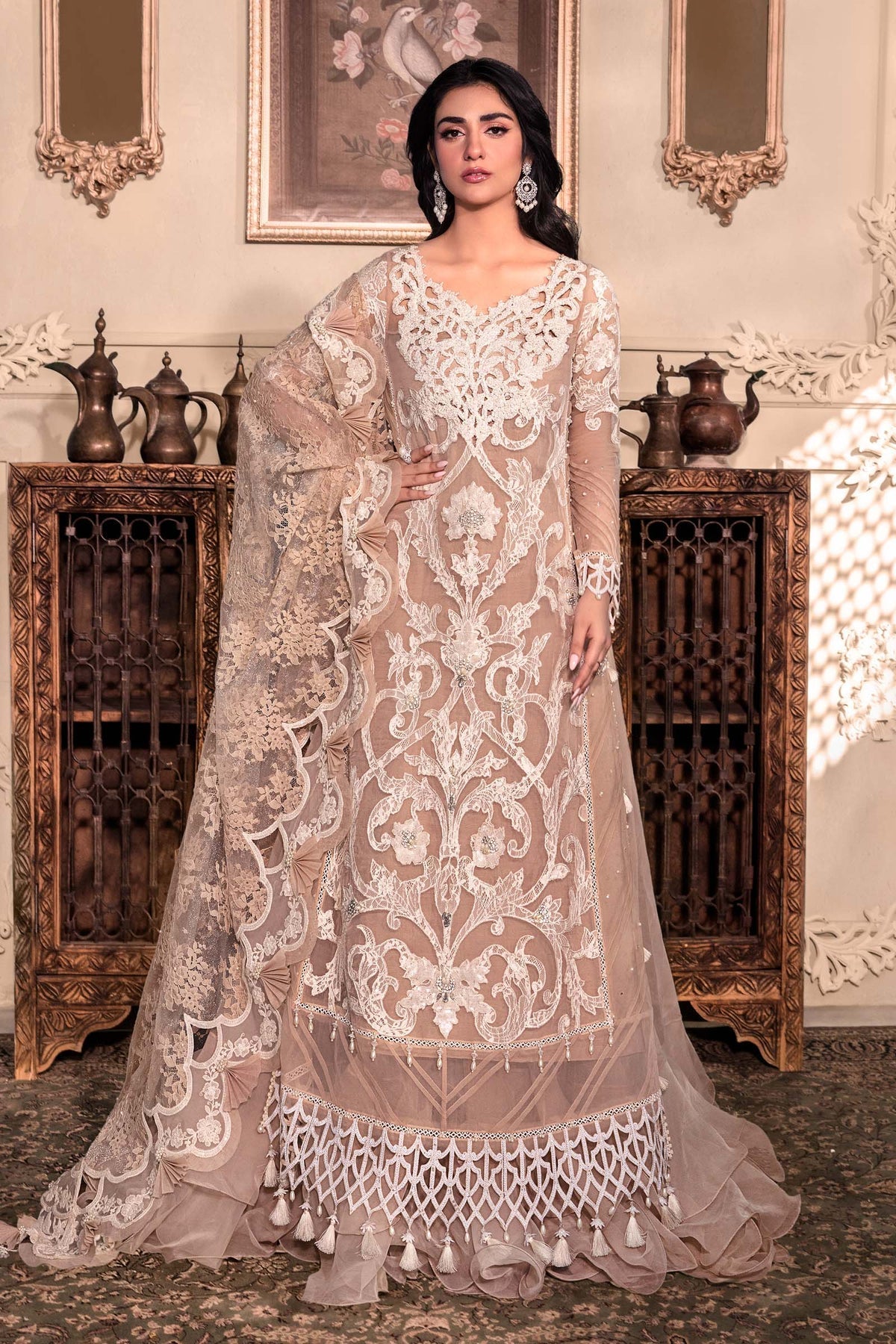 M.B DRESS MBROIDERED ORGANZA HAND WORK (Unstitched) MB-071