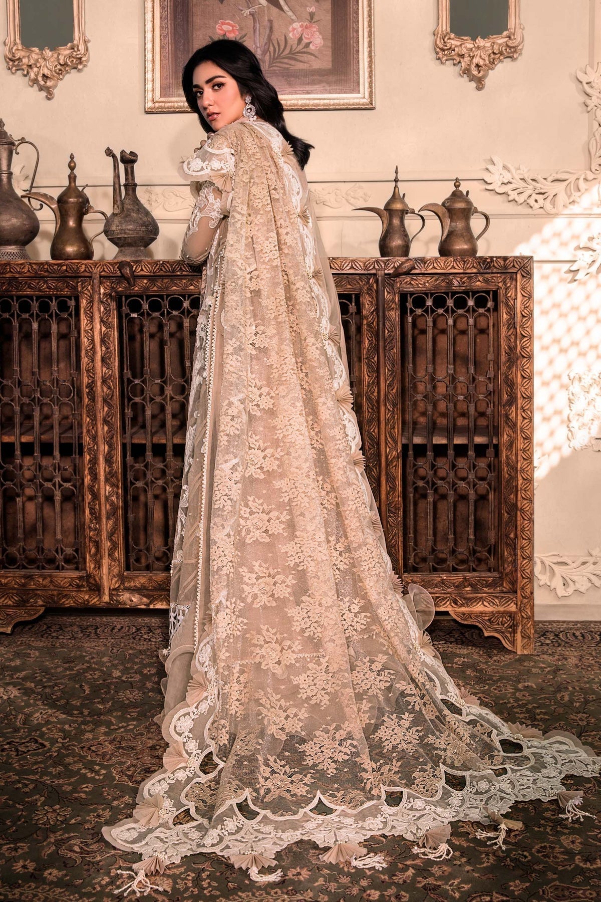 M.B DRESS MBROIDERED ORGANZA HAND WORK (Unstitched) MB-071