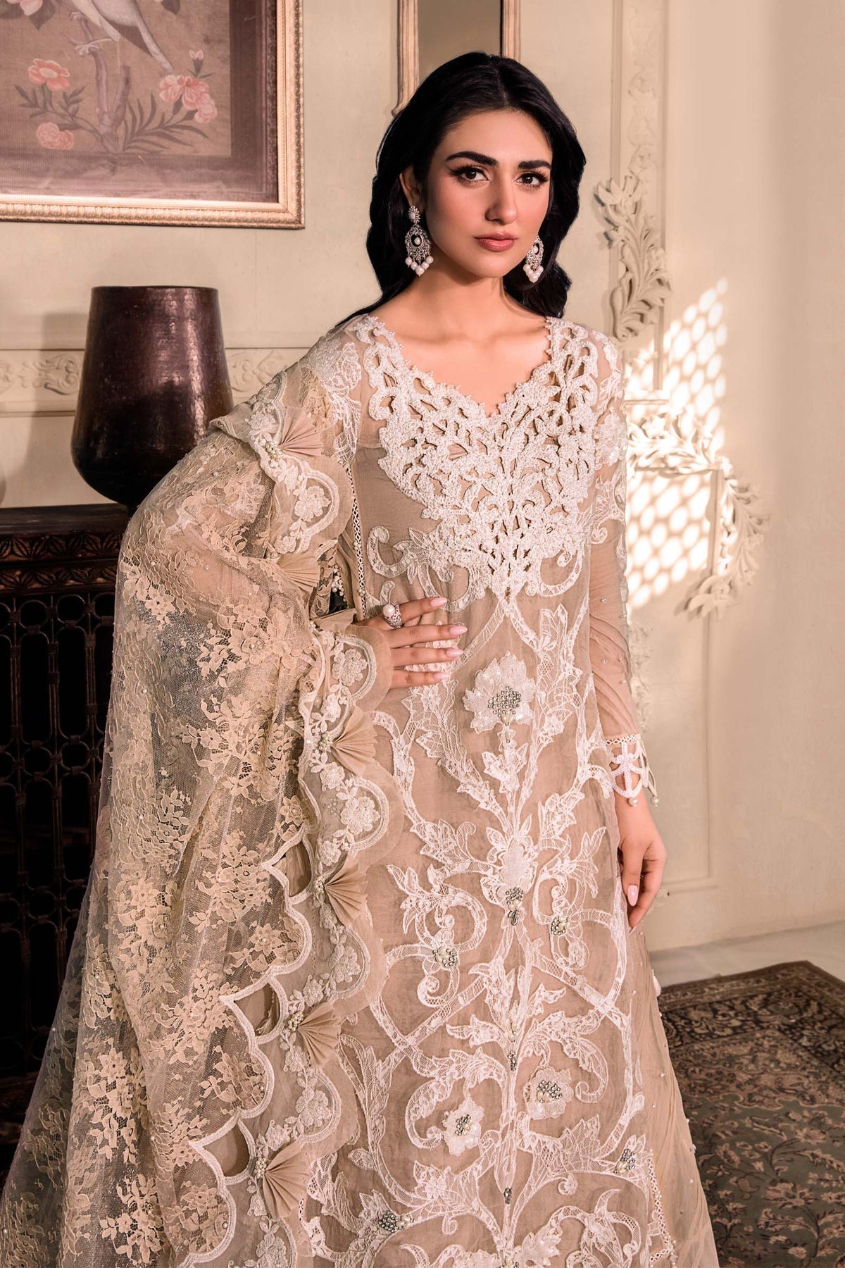 M.B DRESS MBROIDERED ORGANZA HAND WORK (Unstitched) MB-071