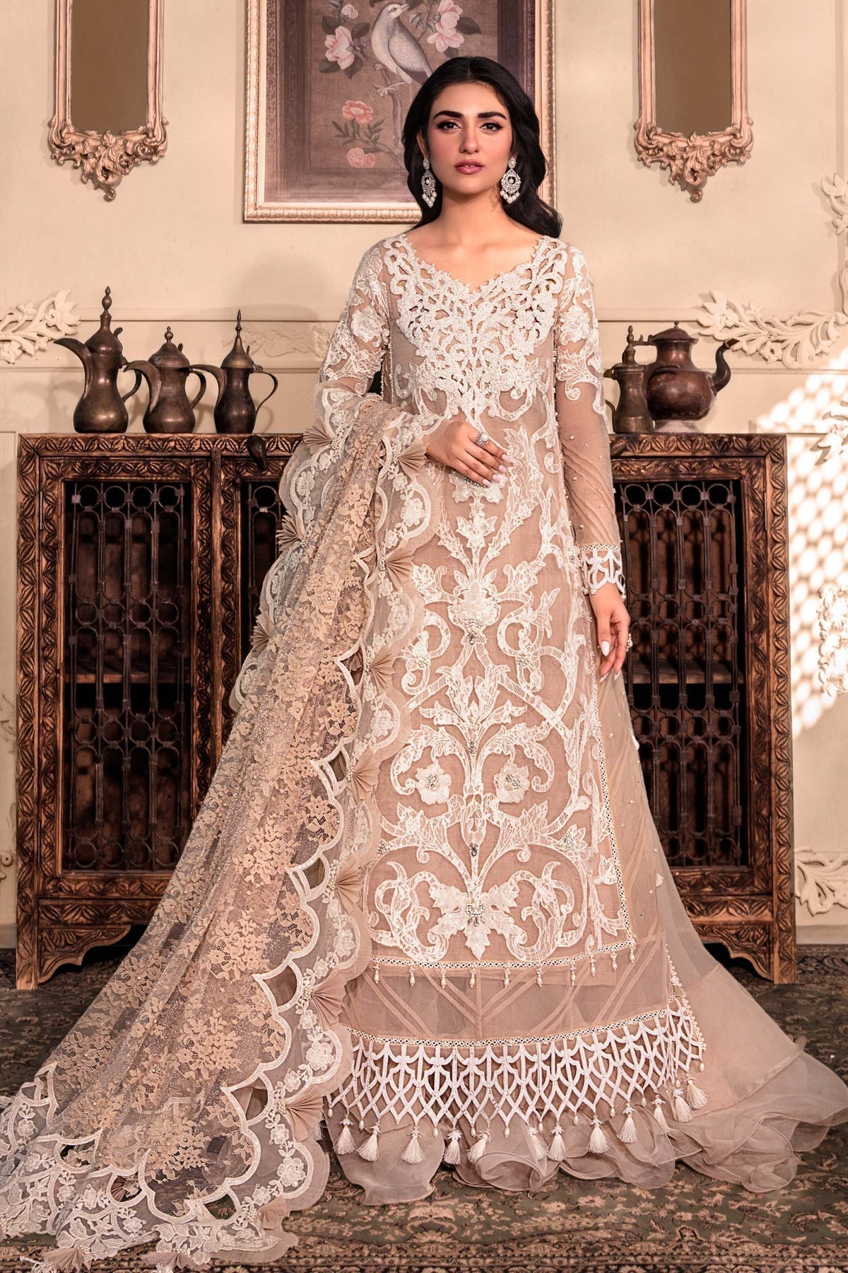 M.B DRESS MBROIDERED ORGANZA HAND WORK (Unstitched) MB-071