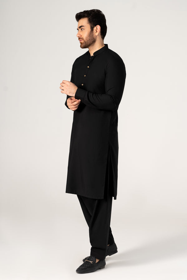 Brandy Wear Special Jet Black Wash & Wear Unstitched Suit  MF-06