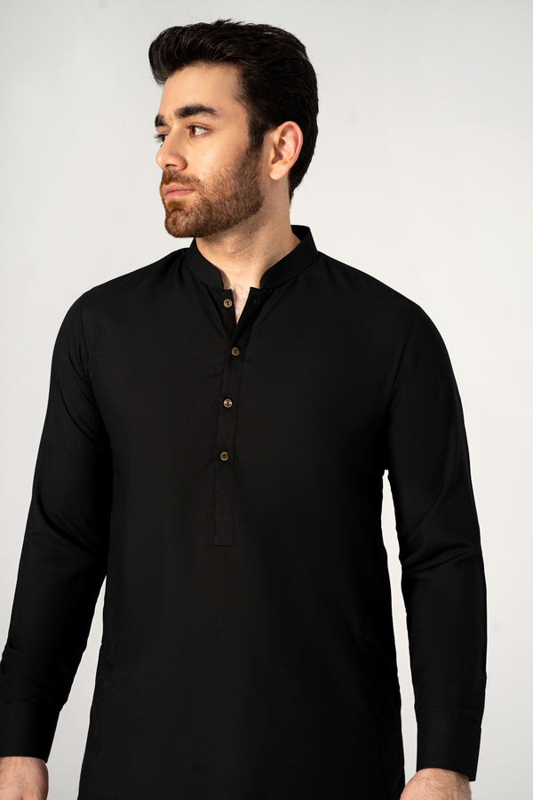 Brandy Wear Special Jet Black Wash & Wear Unstitched Suit  MF-06