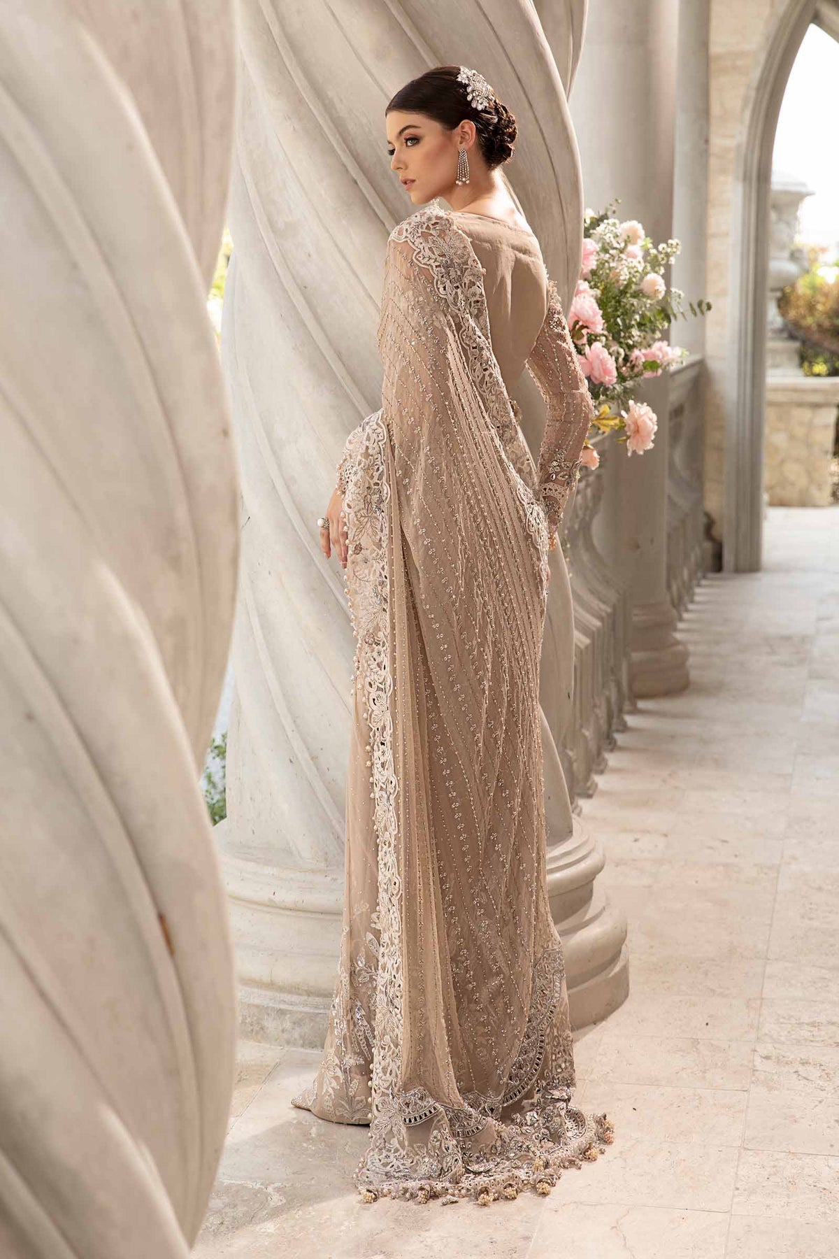 Luxury Emb Net Fully Heavy Saree  -Unstitched (MB-SC01)