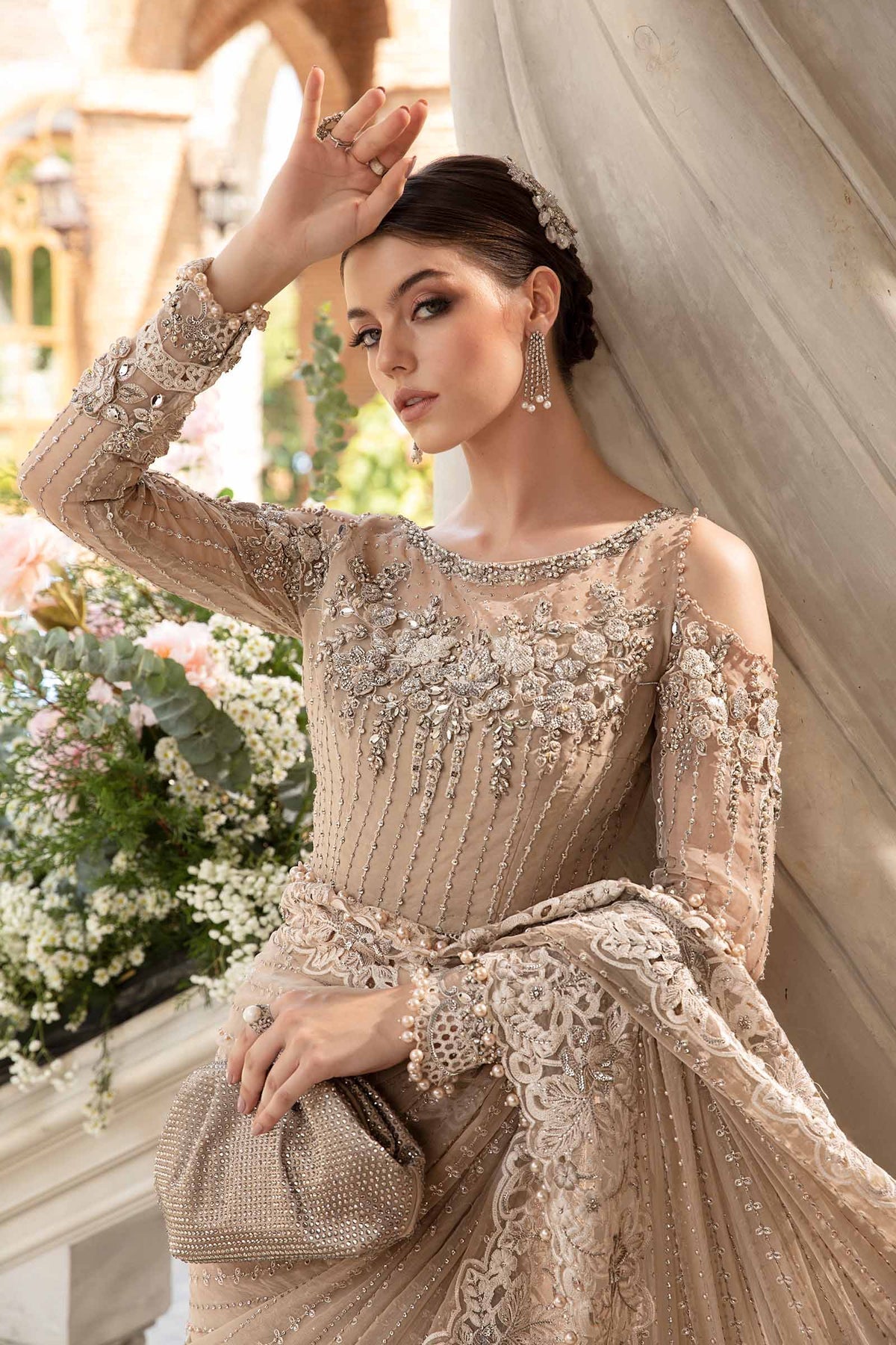 Luxury Emb Net Fully Heavy Saree  -Unstitched (MB-SC01)
