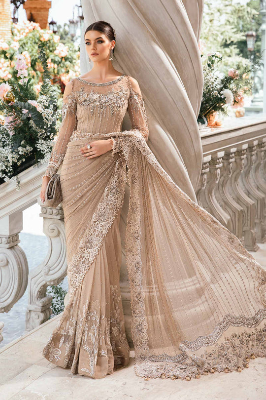 Luxury Emb Net Fully Heavy Saree  -Unstitched (MB-SC01)