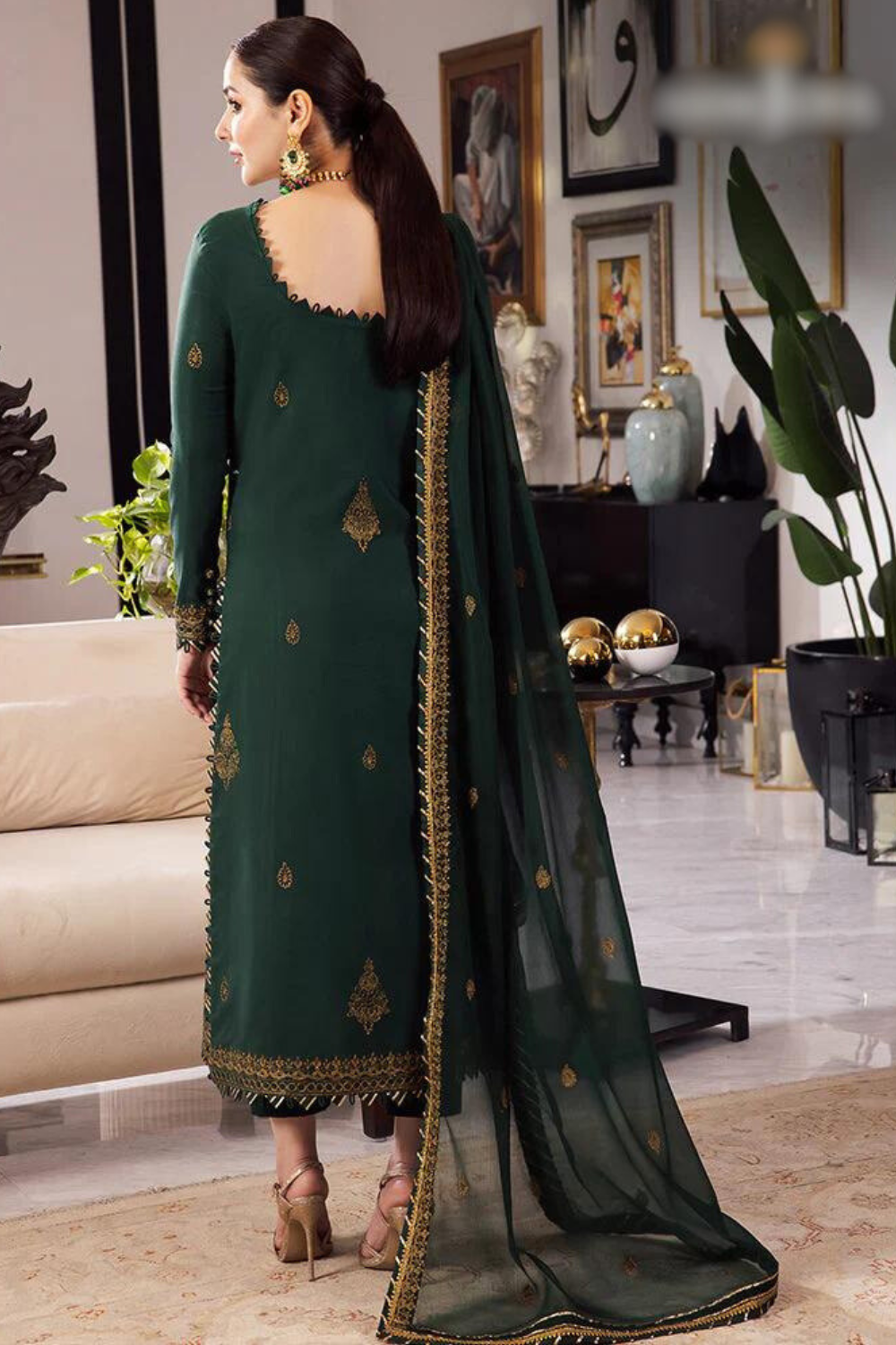 Rang e Noor Chiifon Fully Heavy Emb 3pc Dress ( Unstitch ) RN-32