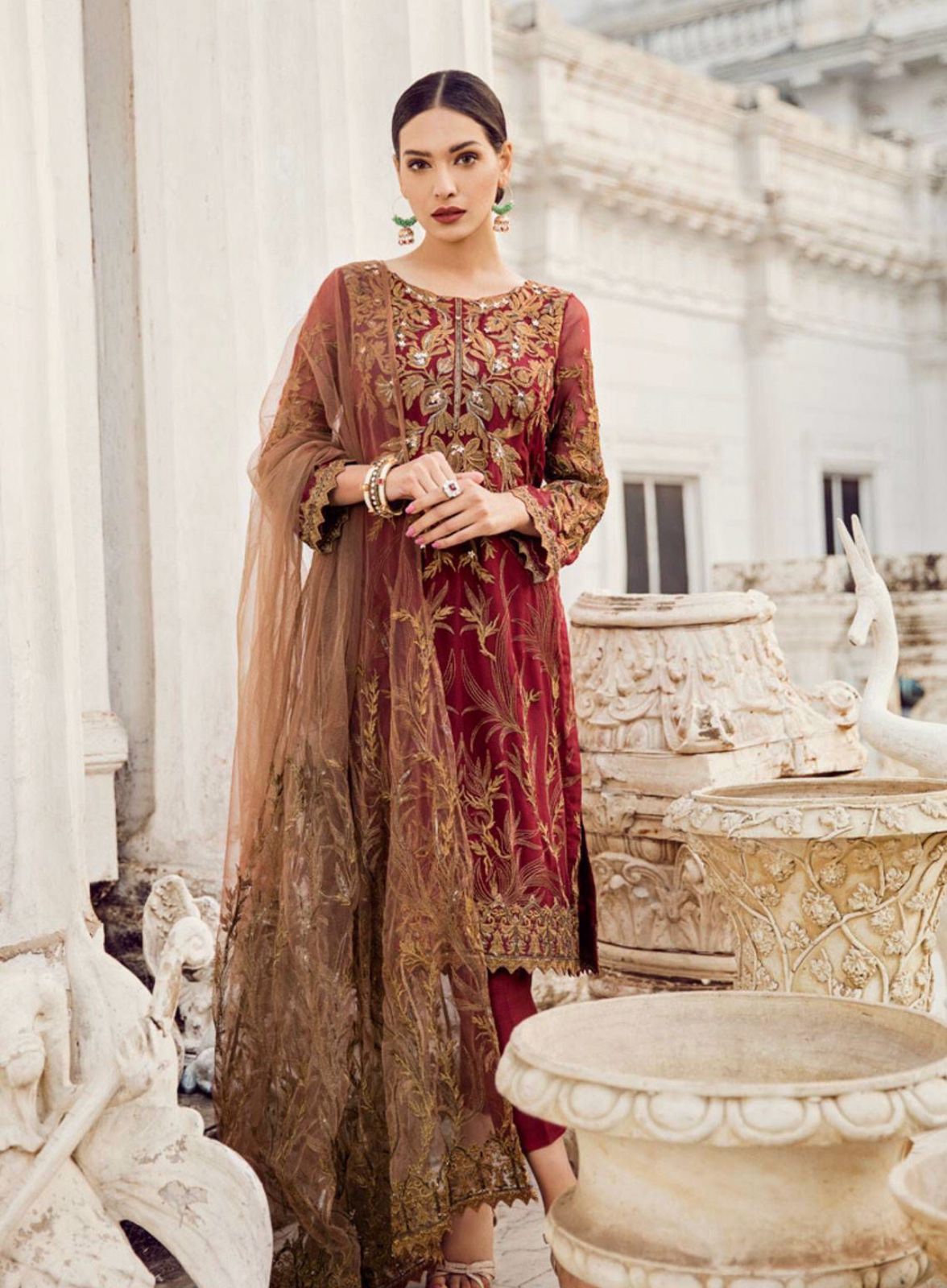 IZNIK Fabric :Chiffon suit with heavy Embroidery IZ-C061