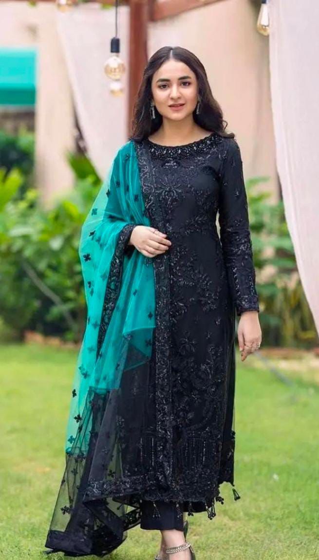 SERENE Brand  Fabric NET SUIT Full Emb With Sequence SN-43