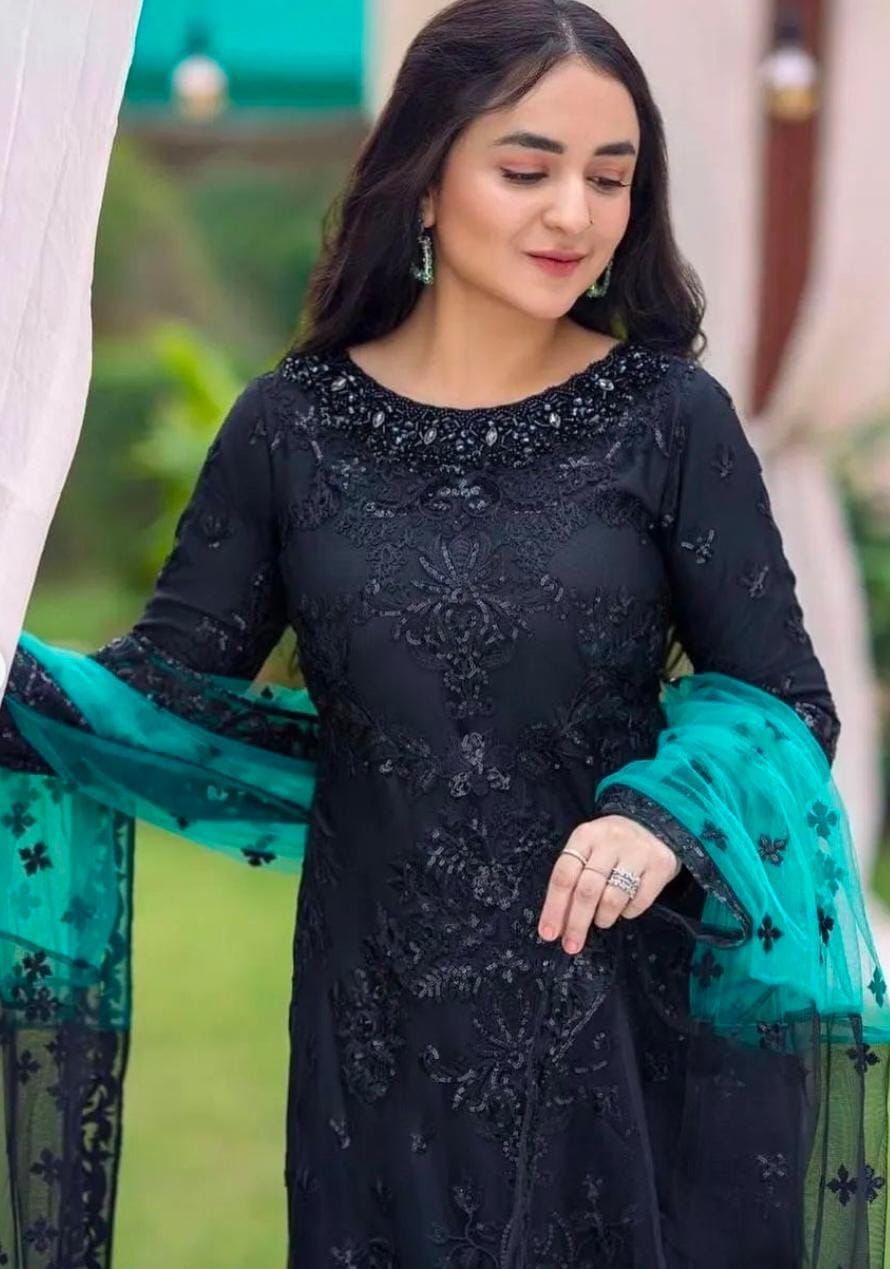 SERENE Brand  Fabric NET SUIT Full Emb With Sequence SN-43