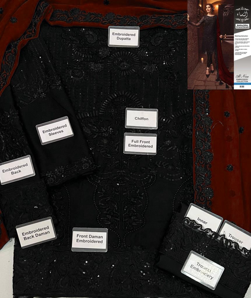 Alnisa Emb Collection Fabric: Chiffon 3pc (Unstitch) SA-66