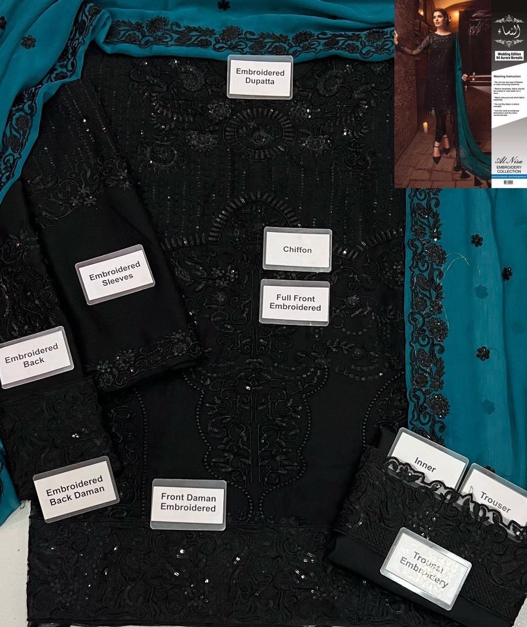 Alnisa Emb Collection Fabric: Chiffon 3pc (Unstitch) SA-66
