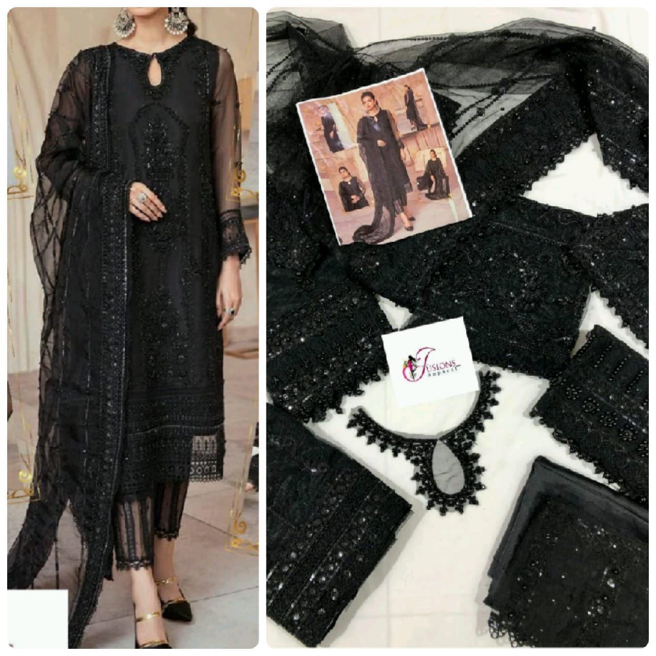 MUSHQ Wedding Fabric Net Heavy Emb Sequence and Totally Handwork MW-039