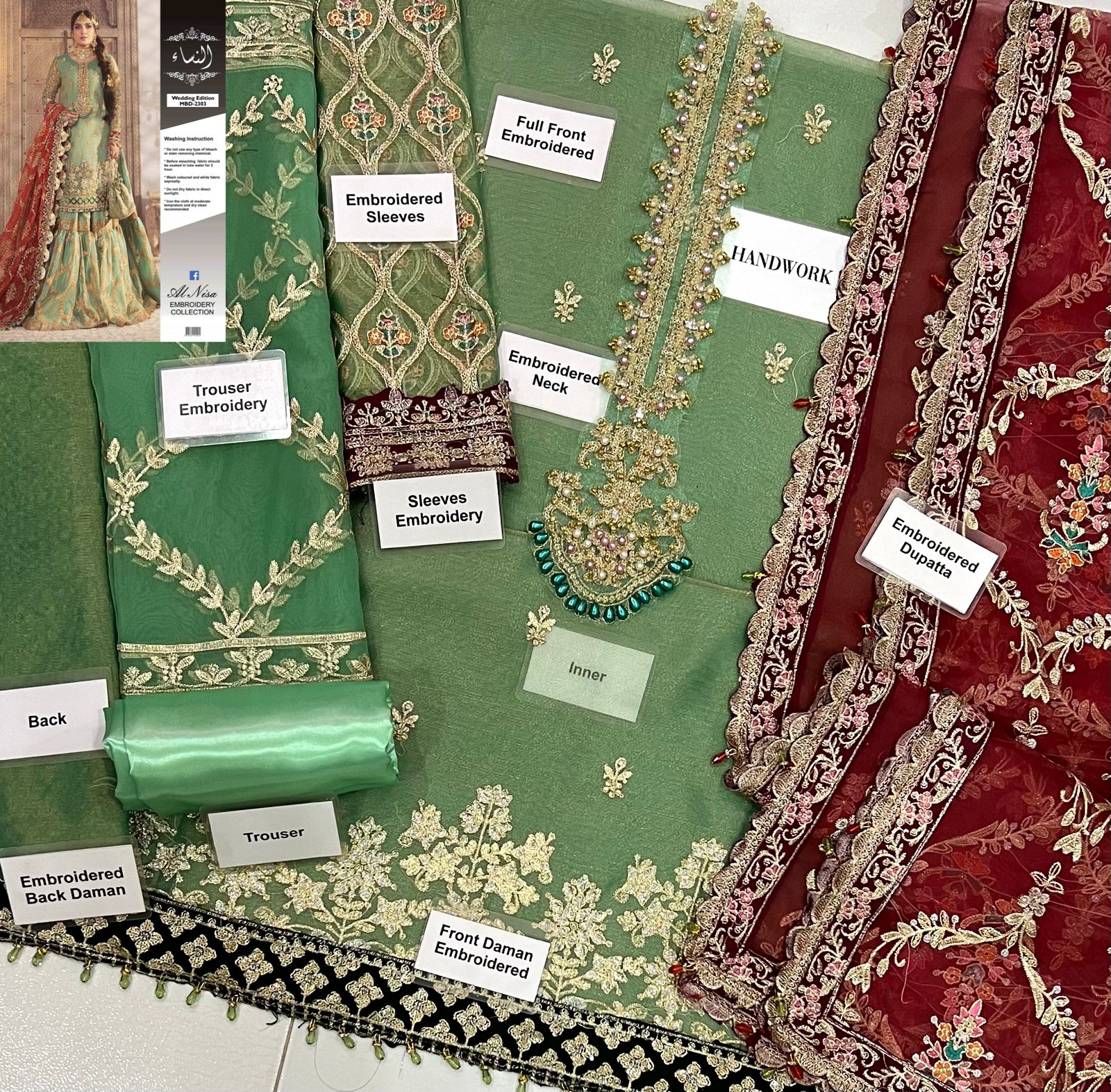 MARIA B By Alnisa Embroidery Collection Fabric Masuri, Organza MA-88