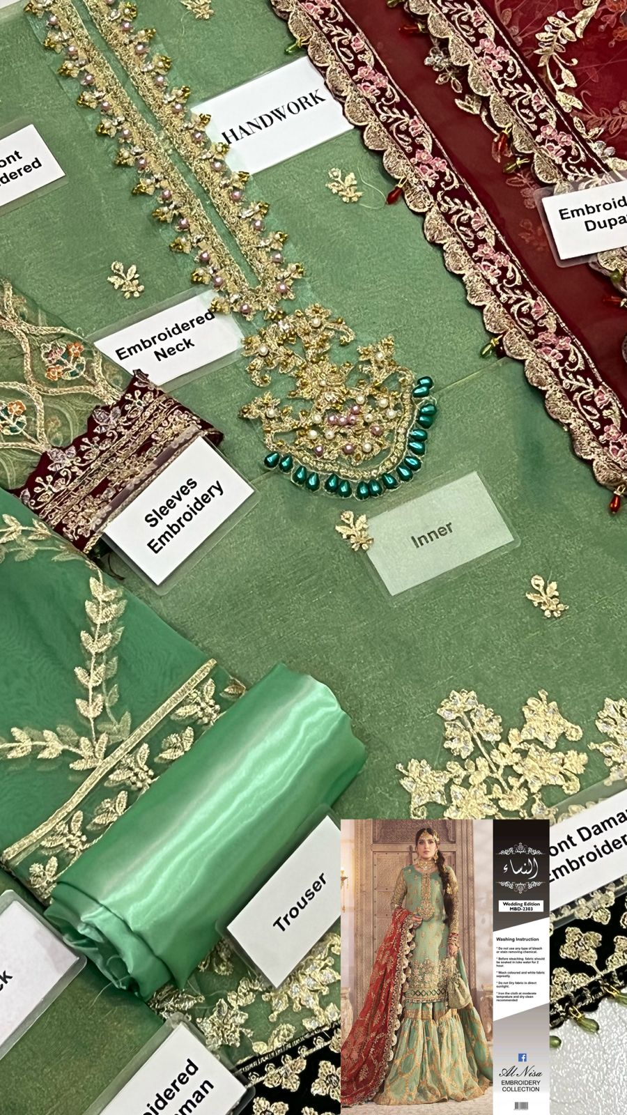 MARIA B By Alnisa Embroidery Collection Fabric Masuri, Organza MA-88