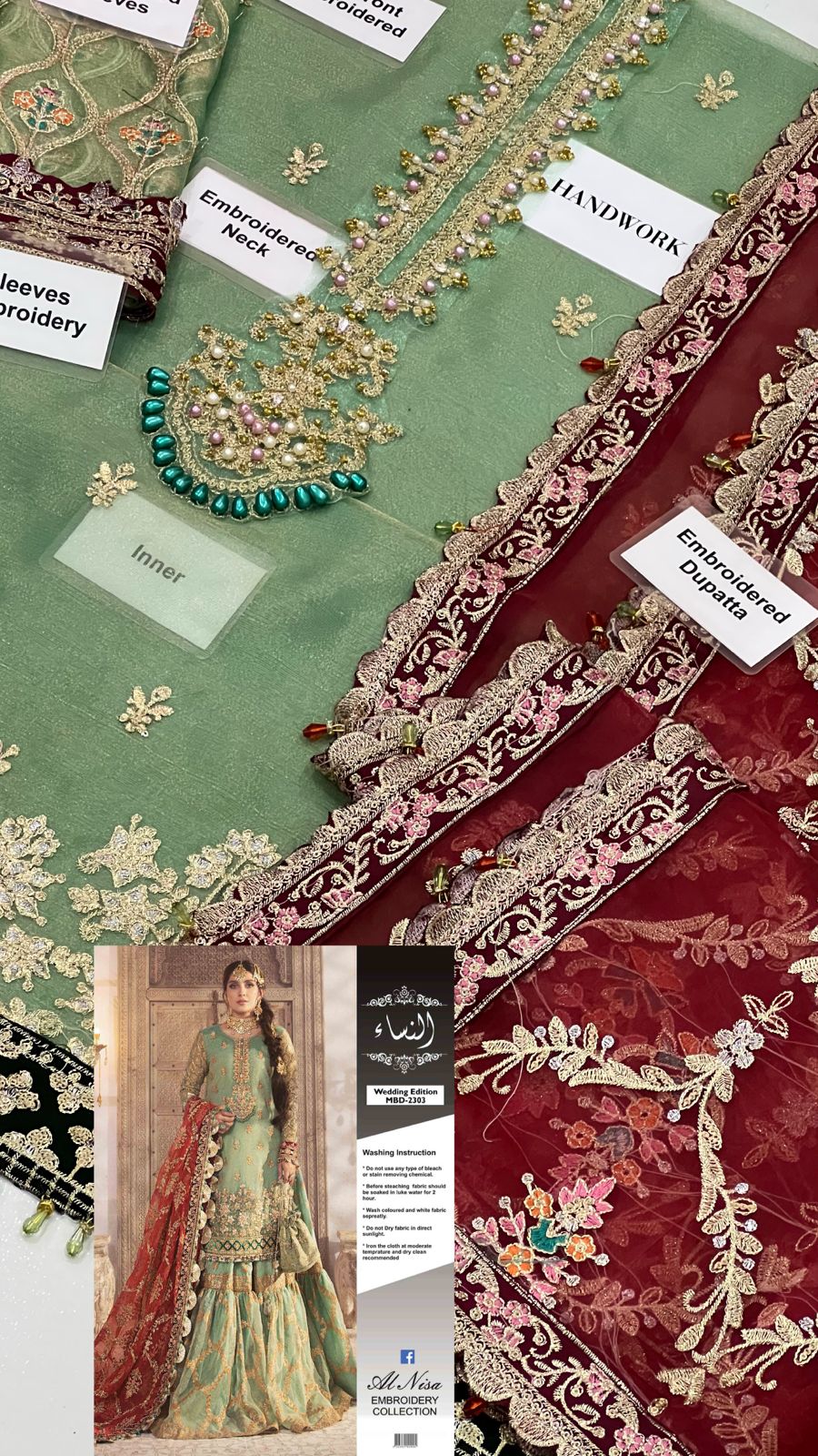 MARIA B By Alnisa Embroidery Collection Fabric Masuri, Organza MA-88