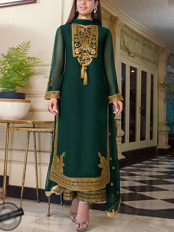 Asim Jofa chiffon emb spengle work 3pc unstitch AF-C95