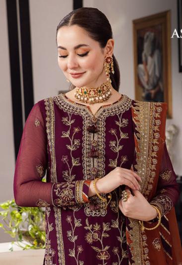 Luxucy Chiffon Collection 3PC Unstitch Dess AJRN-23
