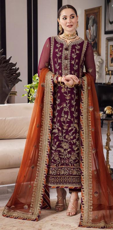 Luxucy Chiffon Collection 3PC Unstitch Dess AJRN-23