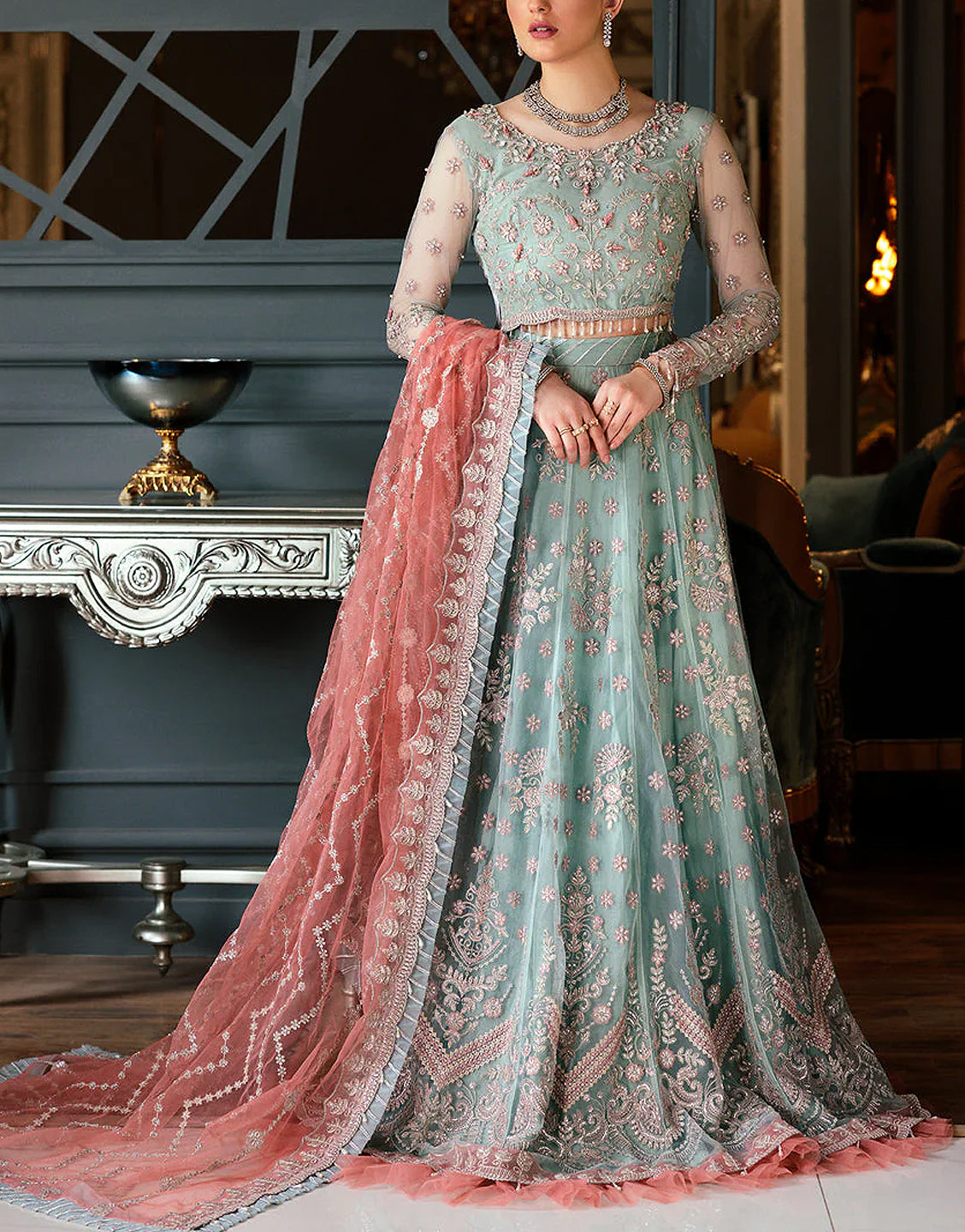 Eman Adeel Mirha bridal Net Heavy Maxi (Unstitch)- BD-051